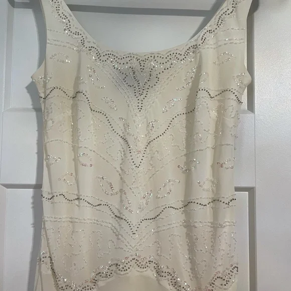 ALEX Evenings Ivory Beaded Sequin Accent Dress - Picture 7 of 13